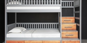 Ліжко двоярусне зі сходами "Володимир NEW" - меблі з дерева в дитячу та спальню від фабрики Venger