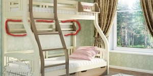Довга полиця двоярусного ліжка "Світлана" - меблі з дерева в дитячу та спальню від фабрики Venger