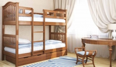 Ліжко дитяче двоярусне Максим (з шухлядами) - меблі з дерева в дитячу та спальню від фабрики Venger