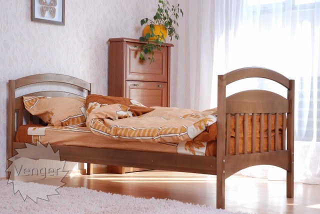 Ліжко одноярусне "Аріна" (нижнє, без захисних перегородок, без шухляд) - меблі з дерева в дитячу та спальню від фабрики Venger