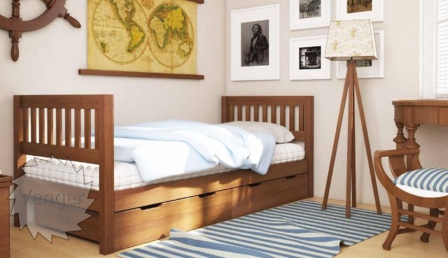 Ліжко дитяче "Максим" - меблі з дерева в дитячу та спальню від фабрики Venger